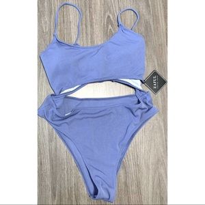 ZAFUL Lace-Up Cutout Ribbed One Piece Bathing Suit